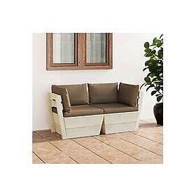 vidaXL Pallsoffa 2-sits med dynor granträ 3063392