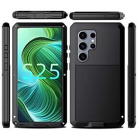 MTK Samsung Galaxy S25 Ultra Heavy Duty Silikon Metall Fodral Skal Härdat Glas