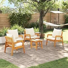 vidaXL Set med 2 Gräddvit Akaciaträ, polyestertyg Standard 3328611