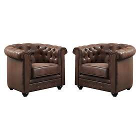 Vente Unique Lot de 2 Fauteuils CHESTERFIELD en microfibre aspect cuir vieilli