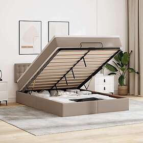 vidaXL Ottomansk säng med madrasser&LEDs 140x190cm konstläder