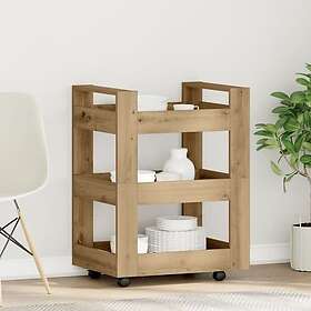vidaXL Kökstrolley Svart 60x45x80 cm Konstruerat Trä Ekfinish Massiv Ek