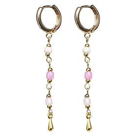Timi Of Sweden Alia Pink Bead Hoop Earrings