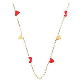 Timi Of Sweden Linnea Heart Chain Necklace Red And Gold