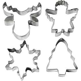 Pepparkaksformar Julgran, Ängel, Ren, Snökristall 8 cm 4-pack