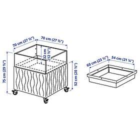 IKEA MITTZON akustiklåda för växter med hjul 70x70x75 cm