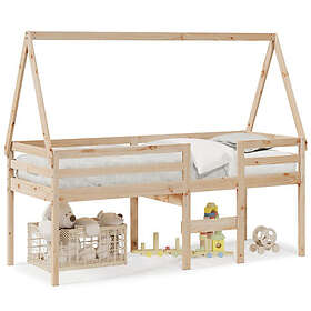 vidaXL Hög säng med tak 80x200 cm massiv furu