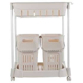 Clas Ohlson Rullvagn med 2 tvättkorgar och 1 korg, 52,5 x 34 x 70 cm