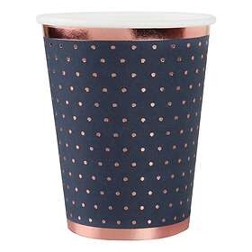 Pappersmuggar Prickiga Navy/Roséguld 10-pack