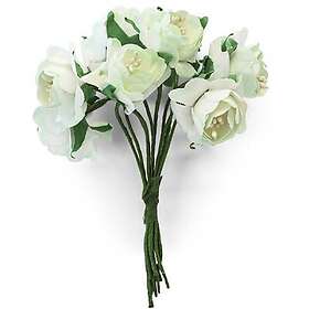 Galleri Papper Dekorationsblommor Pion 25 mm Vit Mint 10 st