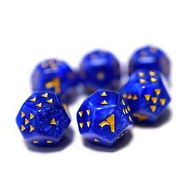 Alphaspel : 12-Sided Double D6 Pearl Blue/Gold (6)
