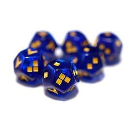 Alphaspel : 12-Sided Double D4 Translucent Glitter Blue/Gold (6)