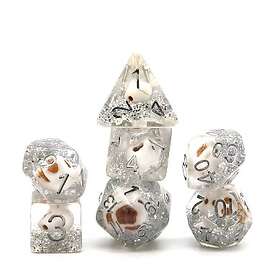 Foam Brain Dice Skull and Silver Glitter RPG Set (7)