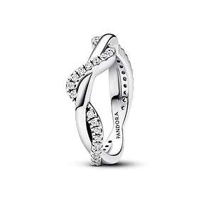 Pandora Timeless Funkelnde Verschlungene Welle Ring aus Sterling Silber mit Cubic Zirkonia, Größe 56, 193098C01-56