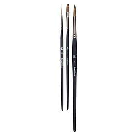 Kreatima Vegan akvarellpenslar 3-pack – rund #6, flat #1/4, script liner #2