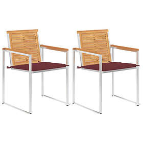 vidaXL Trädgårdsstolar 2 st Massiv teak och stål med dynor