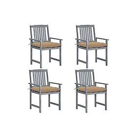 vidaXL Chaises de jardin avec coussins Ensemble de 4 Bois d'acacia massif Gris 4