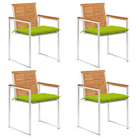 vidaXL Trädgårdsstolar med dynor 4 st massivt akaciaträ