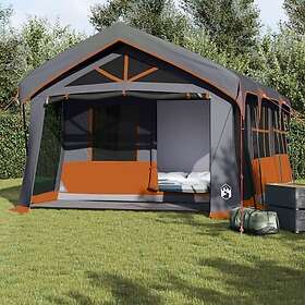 vidaXL Campingtält med Fönster Grå och Orange 10-Person Waterproof 4100699