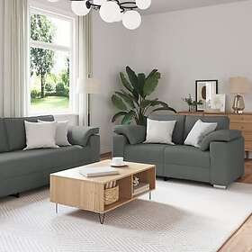 vidaXL 3-delars soffa med kuddar i mörkgrått tyg 3324659