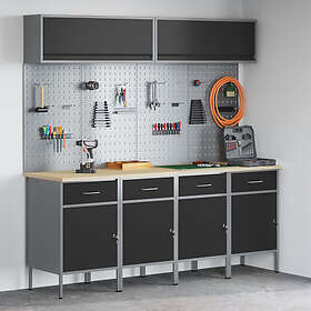 vidaXL 10-delars arbetskabinet och pegboard-set svart MDF och metall 3321486