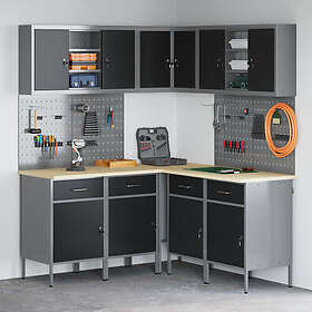 vidaXL 12-delars Arbetskabinet och Pegboard-set i svart MDF och metall 3321508