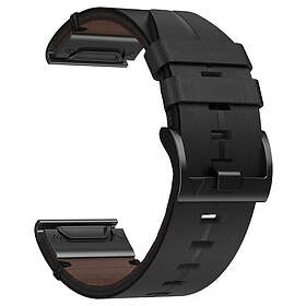 Tiera Garmin Fenix läderarmband med snabbkoppling svart 22 mm