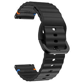 Tiera svart silikonarmband med sömmar 22 mm