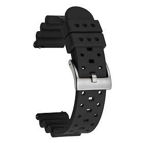 Tiera svart FKM-gummi klockarmband 20 mm