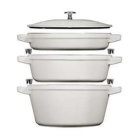 Staub Gryt & kastrullset stapelbara 5 delar White truffle