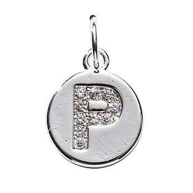 Panduro Hobby Bokstavshänge cirkel strass P – Ø12 mm, mässing pläterat med 925 sterling silver