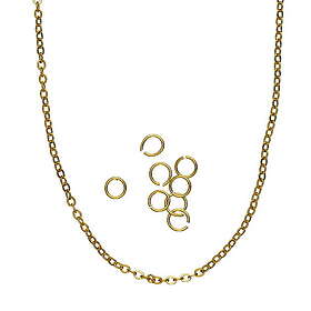 Panduro Hobby 80 cm lång kedja smyckeskedja – mässing pläterad med 9 karat guld