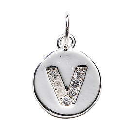Panduro Hobby Bokstavshänge cirkel strass V – Ø12 mm, mässing pläterat med 925 sterling silver