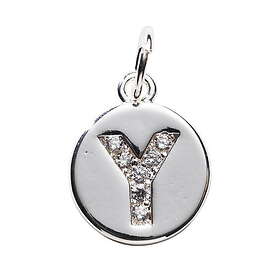 Panduro Hobby Bokstavshänge cirkel strass Y – Ø12 mm, mässing pläterat med 925 sterling silver