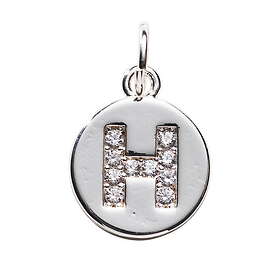 Panduro Hobby Bokstavshänge cirkel strass H – Ø12 mm, mässing pläterat med 925 sterling silver