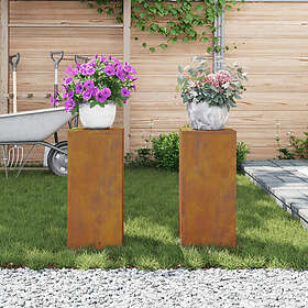 vidaXL Utomhus Blomsterställ Pelare 2 st 24x24x55 cm Väderbeständigt Stål