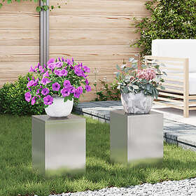 vidaXL Utomhus Växtställen Pelare 2 st 24x24x35 cm Rostfritt stål