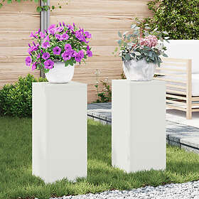 vidaXL Utomhusväxtställningar Pelare 2 st Vit 24x24x55 cm Stål