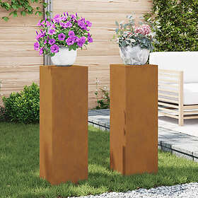vidaXL Utomhus Växtställningar Pelare 2 st 24x24x75 cm Väderbeständig Stål