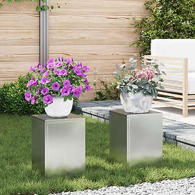 vidaXL Utomhusväxtställningar Pelare 2 st 24x24x35 cm Galvaniserat Stål