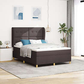 vidaXL Sängbotten med madrass Mörkbrun 140x190 cm Tyg