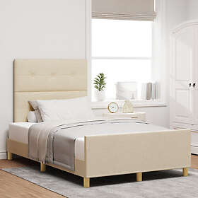 vidaXL Sängram Gräddvit 120x200 cm Tyg