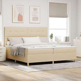 vidaXL Boxspring Säng med Madrass Grädde 200x200 cm Tyg