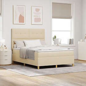 vidaXL Sängbotten med Madrass Grädde 140x200 cm Tyg