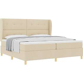 vidaXL Boxspring Säng med Madrass, Grädde, 200x200 cm, Tyg