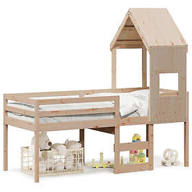vidaXL Hög säng med tak 75x190 cm massiv furu