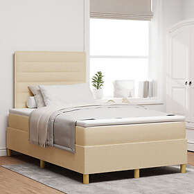 vidaXL Boxspring Säng med Madrass Grädde 120x200 cm Tyg