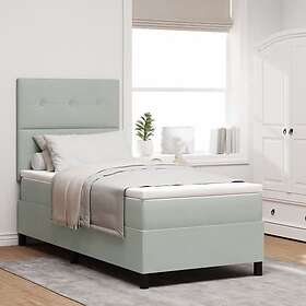 vidaXL Boxspring Säng med Madrass & LED Ljusgrå 90x200 cm Sammet