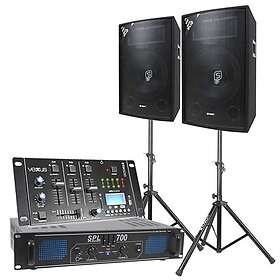 Komplett Ljudpaket för DJ, Ljudpaket 12" passiva högtalare, mixer och slutsteg