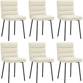 vidaXL Matstolar 6 st gräddvit sammet